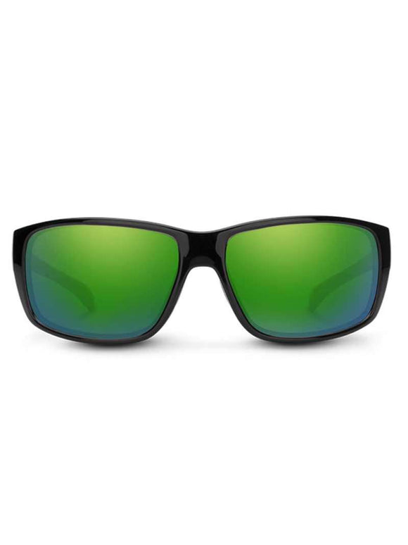 Suncloud Milestone - Black Frame Polarized Sunglasses Green Mirror Lens