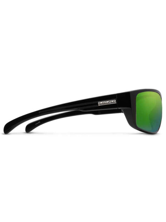 Suncloud Milestone - Black Frame Polarized Sunglasses Green Mirror Lens