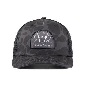 Buy heather-grey-black Grundens Poseidon Trucker Hat