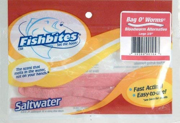 Fishbites Bag O' Worms Fast Acting Bloodworm Alternative Red - 3ct 1/4"x12"