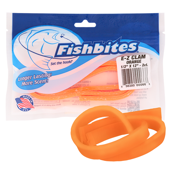 Fishbites E-Z Clam Longer Lasting Bait Strips 1/2in Wide x 12in Long 2pk