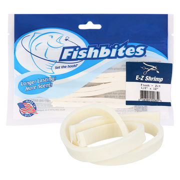 Fishbites E-Z Shrimp Longer Lasting Bait Strips 1/2in Wide x 12in Long 2pk