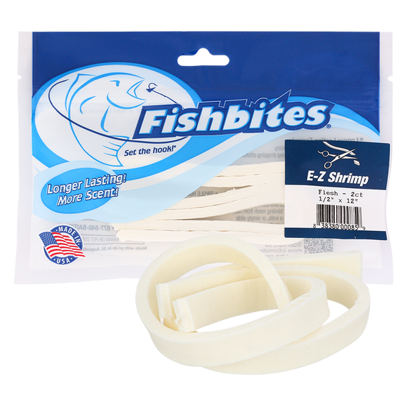 Fishbites E-Z Shrimp Longer Lasting Bait Strips 1/2in Wide x 12in Long 2pk
