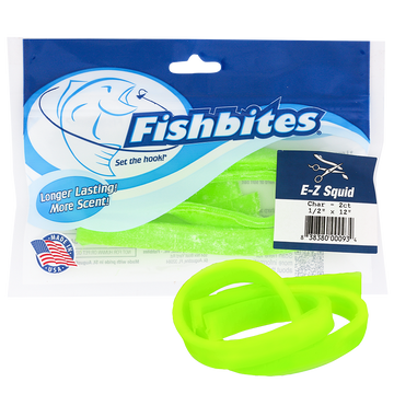 Buy chartreuse-0093 Fishbites E-Z Squid Longer Lasting Bait Strips 1/2in Wide x 12in Long 2pk