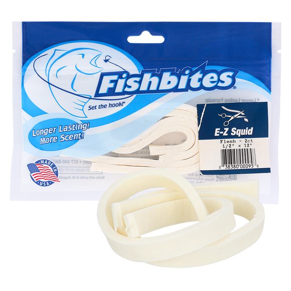 Fishbites E-Z Squid Longer Lasting Bait Strips 1/2in Wide x 12in Long 2pk