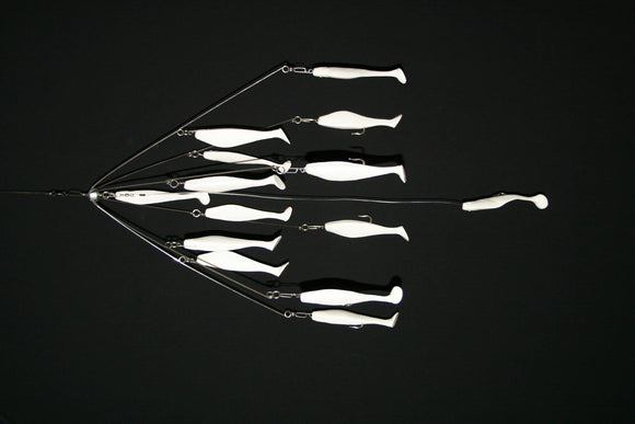 9er's Lures 6-ARM 6in Shad Umbrella Rig White