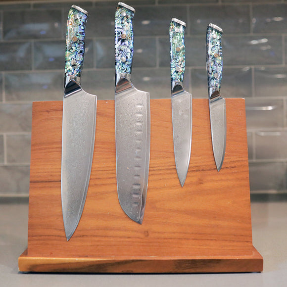 Toadfish Abalone Chef Knives Set 4pc - Chef, Santoku, Utility, Pairing