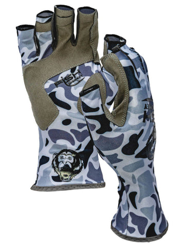 Fish Monkey Half Finger Guide Glove - Grey Water Camo