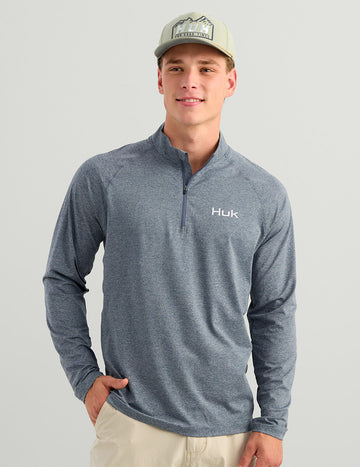 Buy stormy-blue-heather Huk Airweight Heather 1/4 Zip