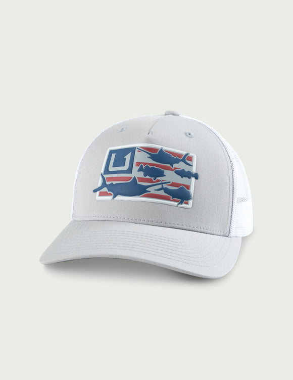 Huk Trophy Flag Trucker Hat - Harbor Mist