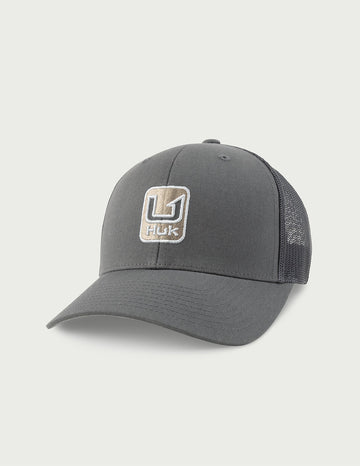 Buy volcanic-ash Huk Stacked U Trucker Hat