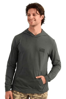 Huk and Bars Hoodie Tee - Dark Shadow