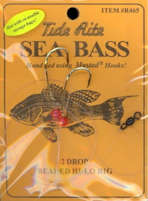 TideRite R465-2/0 Sea Bass Rigs w/Red Beads Hi-Lo Gld #2/0 2Pk