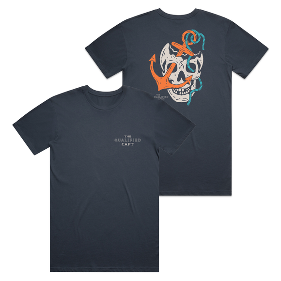 The Qualified Captain Weigh Anchor Tee - Petrol Blue