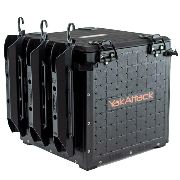 YakAttack BlackPak Pro, 13 x 13 x 13, Black, Includes lid and 3 rod holders
