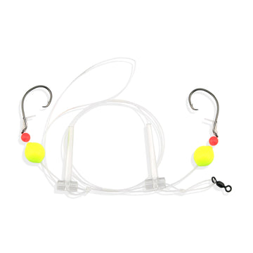 Buy bf-3cc-chartreuse-floats Aqua-Clear Hi-Lo Bluefish Rig w/Floats, Bluefish/Striped Bass/Rockfish/Drum, 3/0 Mustad Blk Nckl Circle Hook, AFW Swivel, 60 lb Mono, T-Standoff