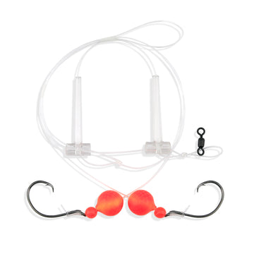 Buy bf-3co-orange-floats Aqua-Clear Hi-Lo Bluefish Rig w/Floats, Bluefish/Striped Bass/Rockfish/Drum, 3/0 Mustad Blk Nckl Circle Hook, AFW Swivel, 60 lb Mono, T-Standoff