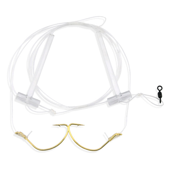 Aqua-Clear FW-1A Hi-Lo Plain Flounder/Fluke/Weakfish/Croaker Rig w/ 2/0 Gold Wide Gap Hooks