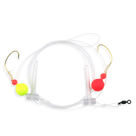 Aqua-Clear PS-2 Pompano/Snapper Hi-Lo #4 Wide Gap Hooks w/Red & Chartreuse Floats Rig - 0