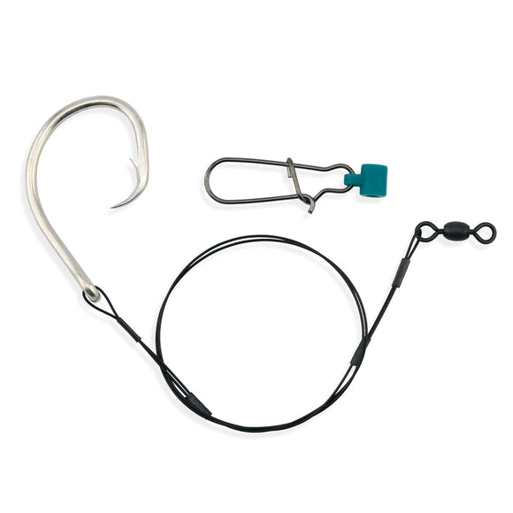 Aqua-Clear Shark Surf Rig w/2X Circle Hook 90lb Surflon Wire & Fish Finder