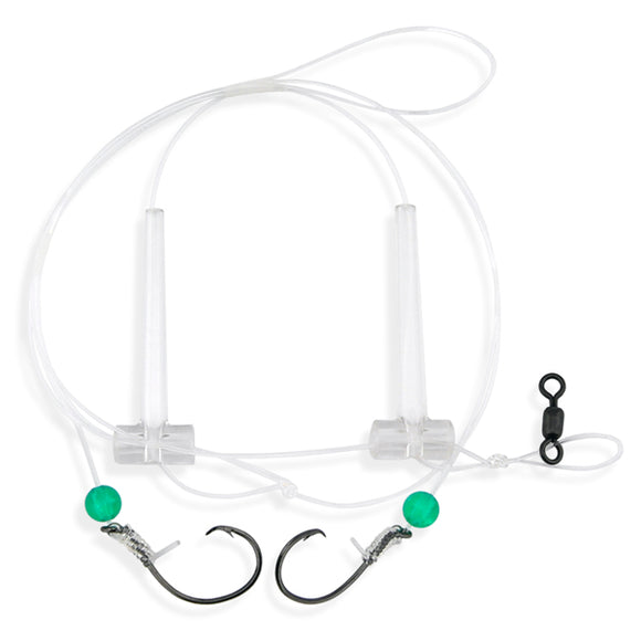 Aqua-Clear SP-1C Hi-Lo 1/0 Circle Hook Sea Bass/Porgy/Triggerfish/Sheepshead  Rig - w/Green Beads