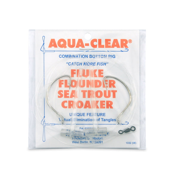Aqua-Clear FW-2A Hi-Lo Plain Flounder/Fluke/Weakfish/Croaker Rig w/ 2/0 Plain Nickel Wide Gap Hooks