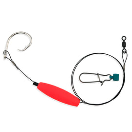 Aqua-Clear Shark Surf Float Rig w/2X Circle Hook 90lb Surflon Wire & Fish Finder