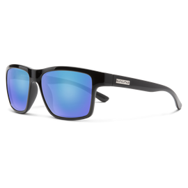 Suncloud A-Team - Black Frame Polarized Sunglasses Blue Mirror Lens - 0
