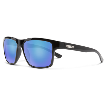 Suncloud A-Team - Black Frame Polarized Sunglasses Blue Mirror Lens - 0