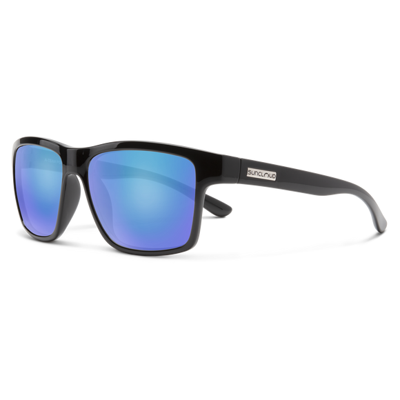 Suncloud A-Team - Black Frame Polarized Sunglasses Blue Mirror Lens
