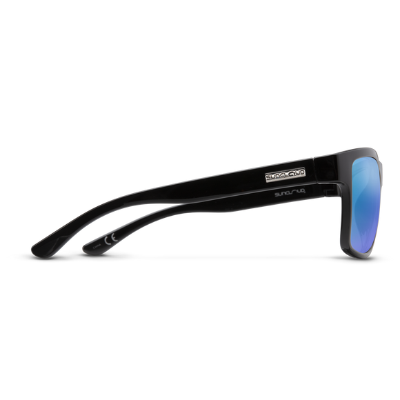 Suncloud A-Team - Black Frame Polarized Sunglasses Blue Mirror Lens