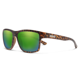 Suncloud A-Team - Matte Tortoise Frame Polarized Sunglasses Green Mirror Lens - 0