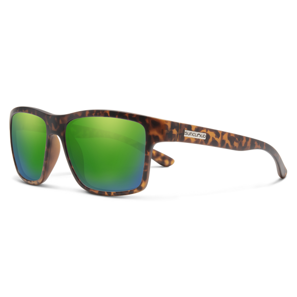 Suncloud A-Team - Matte Tortoise Frame Polarized Sunglasses Green Mirror Lens