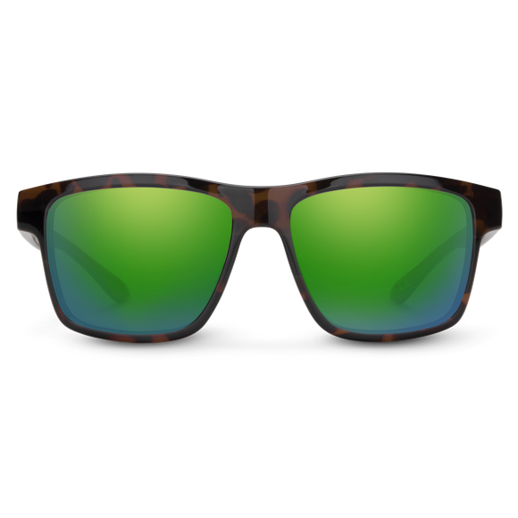 Suncloud A-Team - Matte Tortoise Frame Polarized Sunglasses Green Mirror Lens