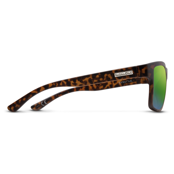Suncloud A-Team - Matte Tortoise Frame Polarized Sunglasses Green Mirror Lens