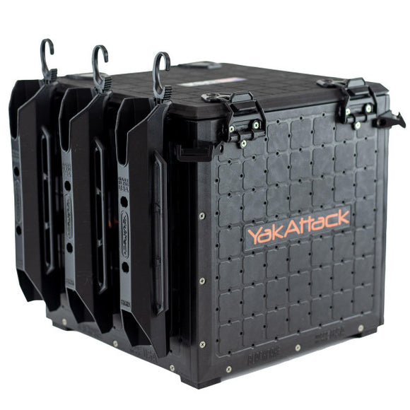 YakAttack BlackPak Pro, 13 x 13 x 13, Black, Includes lid and 3 rod holders