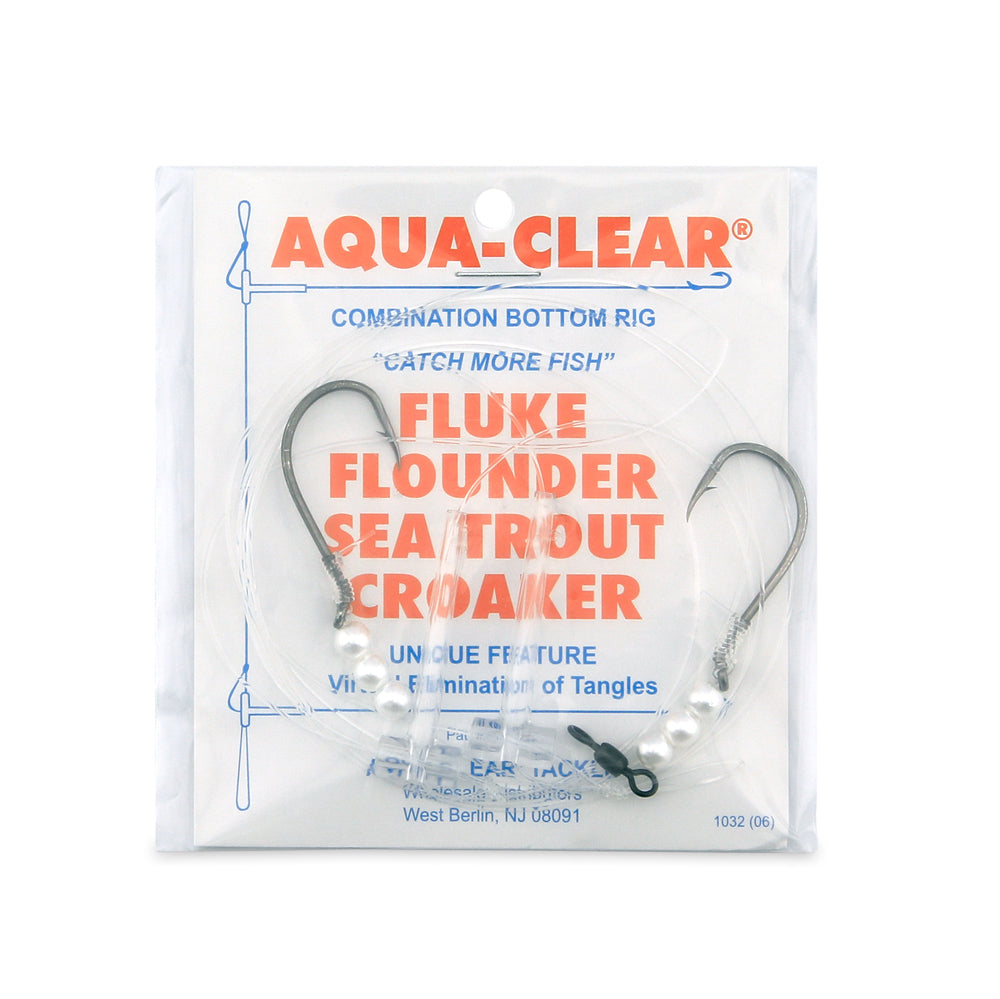 Aqua-Clear FW-24BNP Hi-Lo Flounder/Fluke/Weakfish/Croaker w/ 4/0 Black Nickel Octopus Hooks & Pearl Beads