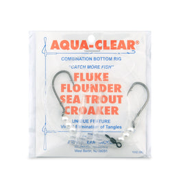 Aqua-Clear FW-24BNP Hi-Lo Flounder/Fluke/Weakfish/Croaker w/ 4/0 Black Nickel Octopus Hooks & Pearl Beads - 0