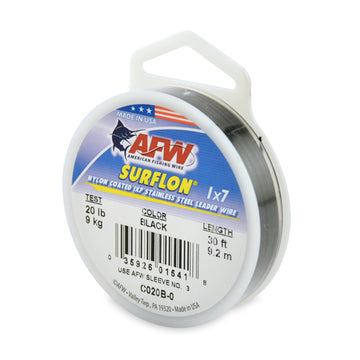 AFW Surflon 1x7 Nylon Coated Stainless Steel Leader Wire - Black - 0