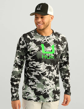 Huk KC Print Icon Performance Crew - Black