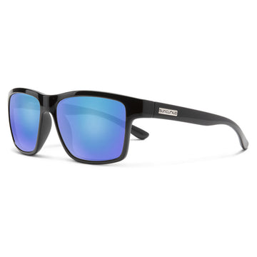 Suncloud A-Team - Black Frame Polarized Sunglasses Blue Mirror Lens