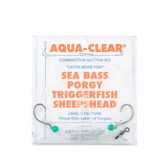 Aqua-Clear SP-1C Hi-Lo 1/0 Circle Hook Sea Bass/Porgy/Triggerfish/Sheepshead  Rig - w/Green Beads