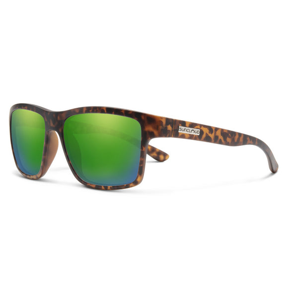 Suncloud A-Team - Matte Tortoise Frame Polarized Sunglasses Green Mirror Lens