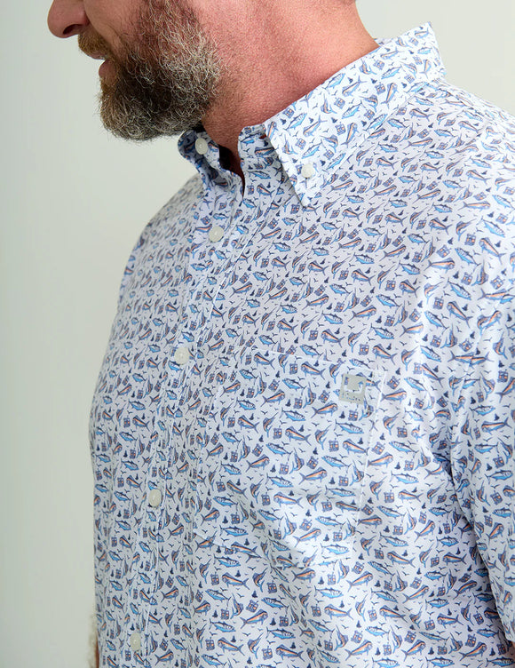 Huk Kona Button Down - White Boat Drinks