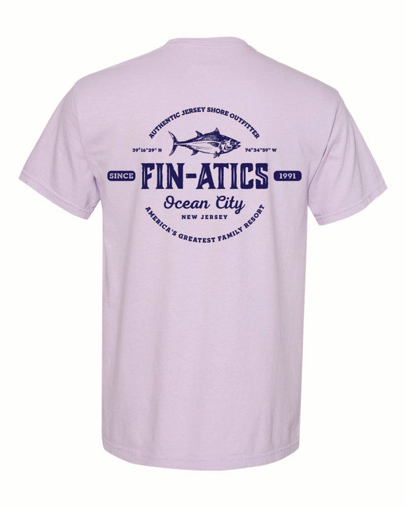 Fin-atics Lat/Lon w/Tuna Garment Dyed Orchid Short Sleeve T-Shirt