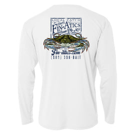 Fin-atics Crab Catch Mens LS Performance T-Shirt - White