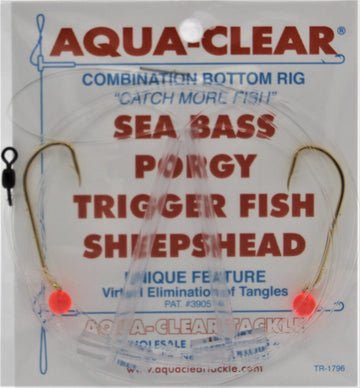 Aqua-Clear SP-1B Hi-Lo Sea Bass/Porgy Rig - 1/0 Gold Beak Hooks w/Red Beads