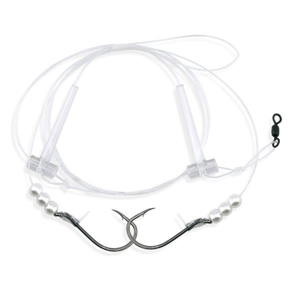 Aqua-Clear FW-24BNP Hi-Lo Flounder/Fluke/Weakfish/Croaker w/ 4/0 Black Nickel Octopus Hooks & Pearl Beads