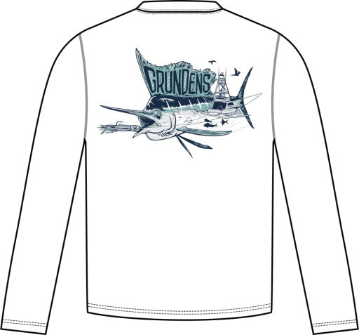 Grundens Trophy Hunting LS Tech T-Shirt - White
