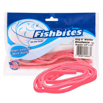 Fishbites Bag O' Worms Bloodworm Alternative Red - 3ct 1/4" x 12"